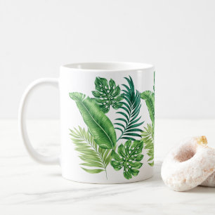 グリーントロピカルパームバナナモンステラ葉ズ コーヒーマグカップ