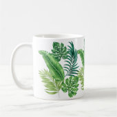 グリーントロピカルパームバナナモンステラ葉ズ コーヒーマグカップ (左)