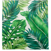 グリーントロピカルパームバナナモンステラ葉ズ シャワーカーテン (正面)