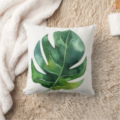 グリーントロピカルパームリーフボタニカルアイランドシック クッション (ブランケット)