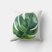 グリーントロピカルパームリーフボタニカルアイランドシック クッション (裏面)