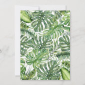グリーントロピカルパームリーフ サマーアイランドウェディング 招待状 (裏面)