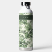グリーントロピカルパーム葉のパターン ウォーターボトル (左面)