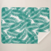 グリーントロピカルパーム葉のパターン シェルパブランケット (正面(横))