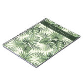 グリーントロピカルパーム葉のパターン ノートブック (左側)