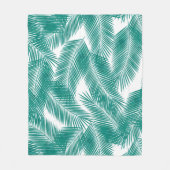 グリーントロピカルパーム葉のパターン フリースブランケット (正面)