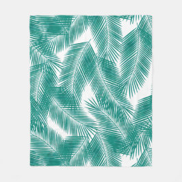 グリーントロピカルパーム葉のパターン フリースブランケット