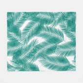 グリーントロピカルパーム葉のパターン フリースブランケット (正面(横))