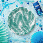 グリーントロピカルパーム葉のパターン ペーパープレート (パーティー)