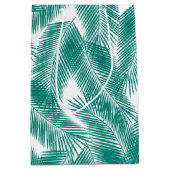 グリーントロピカルパーム葉のパターン ミディアムペーパーバッグ (正面)