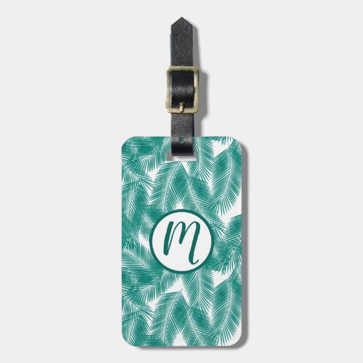 グリーントロピカルパーム葉のパターン ラゲッジタグ (正面縦)