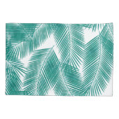 グリーントロピカルパーム葉のパターン 枕カバー (裏面)