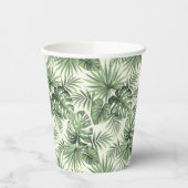 グリーントロピカルパーム葉のパターン 紙コップ (左)