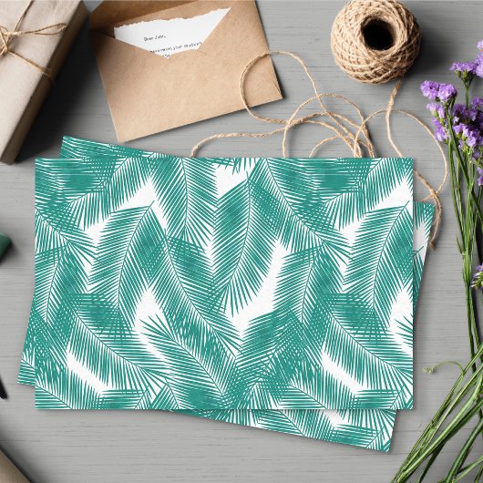 グリーントロピカルパーム葉のパターン 薄葉紙