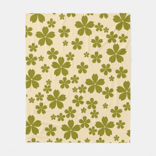 グリーントロピカルフローラ春夏 フリースブランケット (正面)