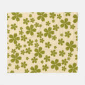 グリーントロピカルフローラ春夏 フリースブランケット (正面(横))