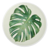 グリーントロピカルモンステラ葉 セラミックノブ (正面)