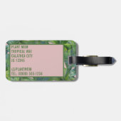 グリーントロピカルリーフモノグラムピンクラゲッジタグ ラゲッジタグ (裏面横)