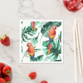 グリーントロピカルリーフ＆バード サマーパーティー スタンダードカクテルナプキン (インサイチュ)