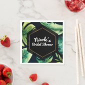 グリーントロピカル葉スブラックエレガントな結婚式パーティー スタンダードカクテルナプキン (インサイチュ)