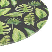 グリーントロピカル葉パターンブラックボタニカル カッティングボード (角)