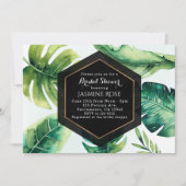 グリーントロピカル離れエレガントウェディング招待状 招待状 (正面)
