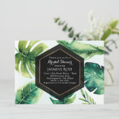 グリーントロピカル離れエレガントウェディング招待状 招待状 (スタンド正面)