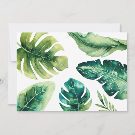 グリーントロピカル離れエレガントウェディング招待状 招待状 (裏面)