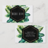 グリーントロピッ葉クブラックエレガントシックカスタム 名刺 (正面/裏面)