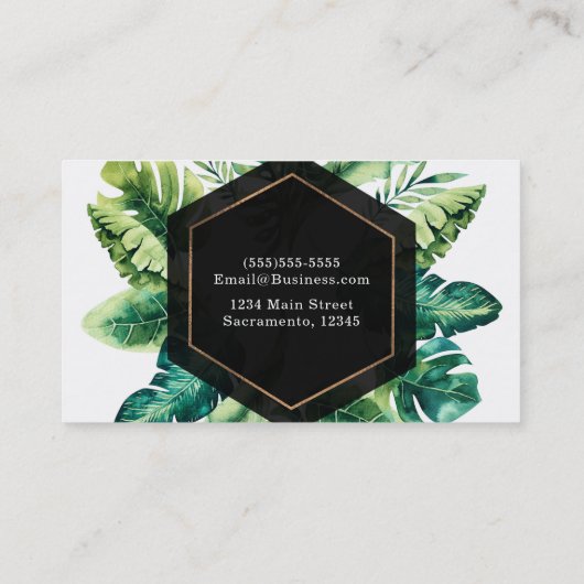 グリーントロピッ葉クブラックエレガントシックカスタム 名刺 (裏面)