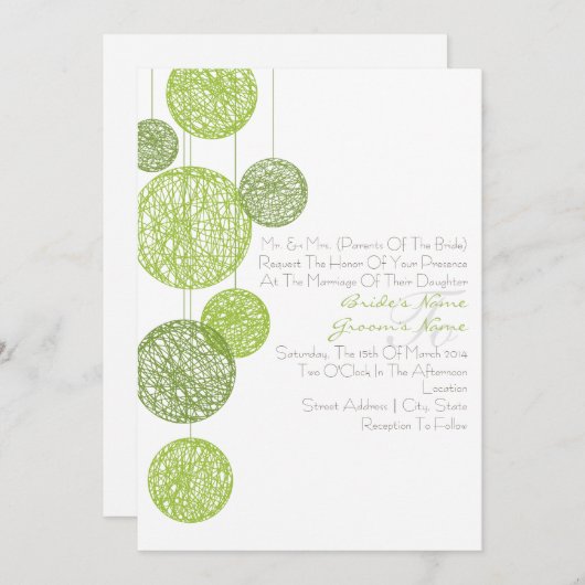 グリーントワイングローブズ結婚式招待状 招待状 (正面/裏面)