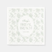 グリーントワール フラワーベースのヴィンテージ ウェディングシャワー歓迎 スタンダードカクテルナプキン (正面)