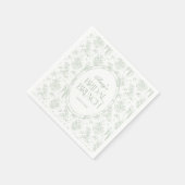 グリーントワール フラワーベースのヴィンテージ ウェディングシャワー歓迎 スタンダードカクテルナプキン (角)