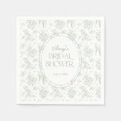 グリーントワール フローラル クラシック ブライダルシャワー スタンダードカクテルナプキン (正面)