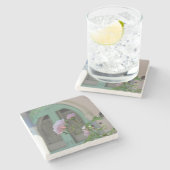 グリーンドアとバラ – マーサズヴィネヤード ストーンコースター (横)