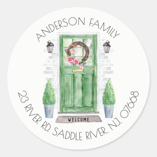 グリーンドア |新しいホーム住所 シールシール ラウンドシール (正面)