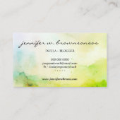 グリーンドゥラウォーターカラー妊娠中ベビー 生まれたばかりの 名刺 (裏面)