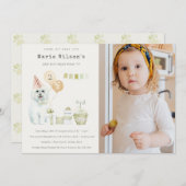 グリーンドッグエイジ誕生日フォトパーティー招待状 サンキューカード (正面/裏面)