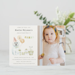 グリーンドッグエイジ誕生日フォトパーティー招待状 サンキューカード