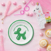 グリーンドッグバルーン動物パーソナライズされたパーティー ペーパープレート (パーティー)