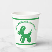 グリーンドッグバルーン動物パーソナライズされたパーティー 紙コップ (正面)
