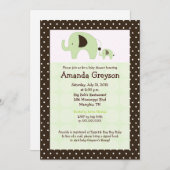 グリーンドッティエレファント5x7ベビーシャワー招待状 招待状 (正面/裏面)