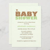 グリーンドットニュートラルベビーシャワー 招待状 (正面/裏面)