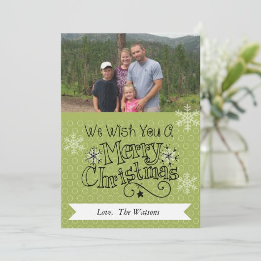 グリーンドットメリークリスマスフォトホリデーカード シーズンカード (スタンド正面)
