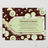 グリーンドットラベルニュートラルベビーシャワー招待状 招待状 (正面/裏面)