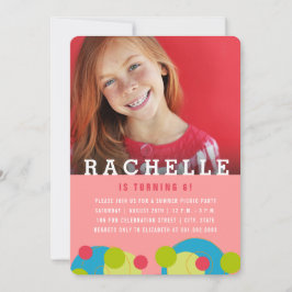 グリーンドット泡kidフォトガールズ誕生日パーティー 招待状