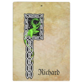グリーンドラゴンとケルト縁どパーソナライズされた クリップボード (裏面)