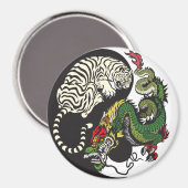 グリーンドラゴンとホワイトタイガーの陰陽記号 マグネット (正面/裏面)