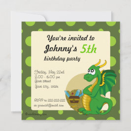 グリーンドラゴンの誕生日プリント招待状 招待状