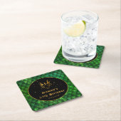 グリーンドラゴンはかりで測金ゴールドフェイクグリッター誕生日 スクエアペーパーコースター (インサイチュ)